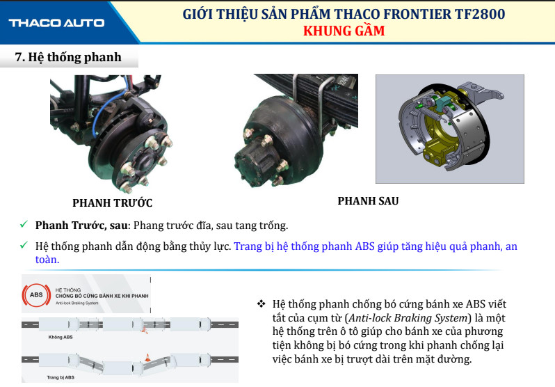 Hệ thống phanh có trang bị phanh ABS